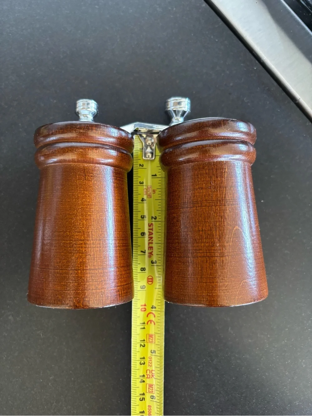 Vintage Wooden Salt And Pepper Mill Set, Bison Walnut Finish, “Olde Thompson”